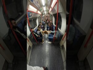 Train interactions with my Dog!! #youtubeshorts #shorts #husky #london #tube #underground #subway