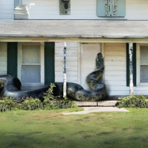 Witnessing a colossal 20-meter snake attempting to squeeze through a Texas house’s door sent shivers