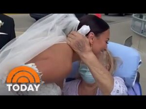 Bride stops bus on wedding day to surprise grandma in hospital