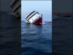The liner tilts, groans, and slips beneath the waves—panic on deck #ship #crash #boat #news #travel