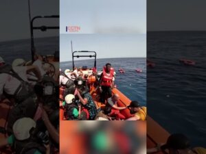 Dozens of migrants on overcrowded rubber boat rescued at sea