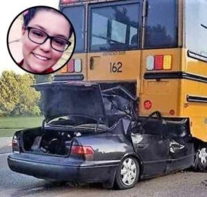 Teenager d*es after crashing into school bus; then police find what she was holding.