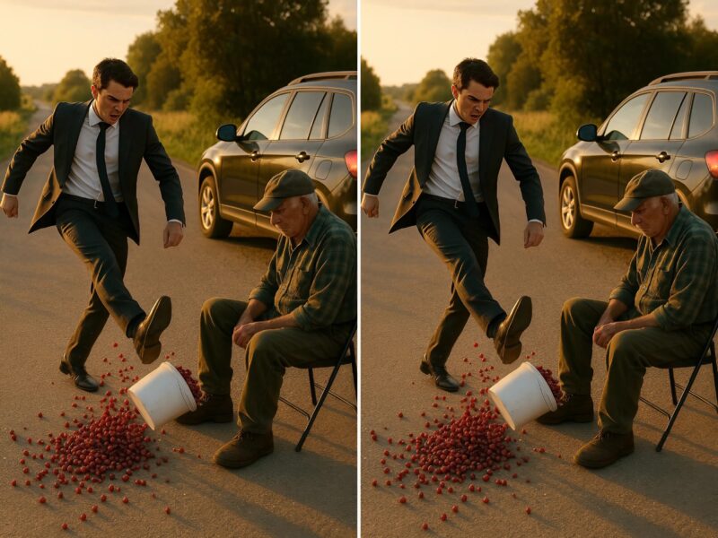 That day I was selling my berries for my grandchildren when a luxury car stopped beside me