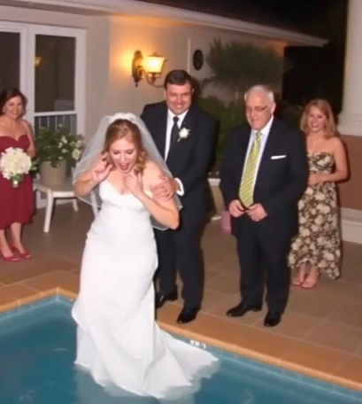 My husband pushed me into the pool on our wedding day, and what my father