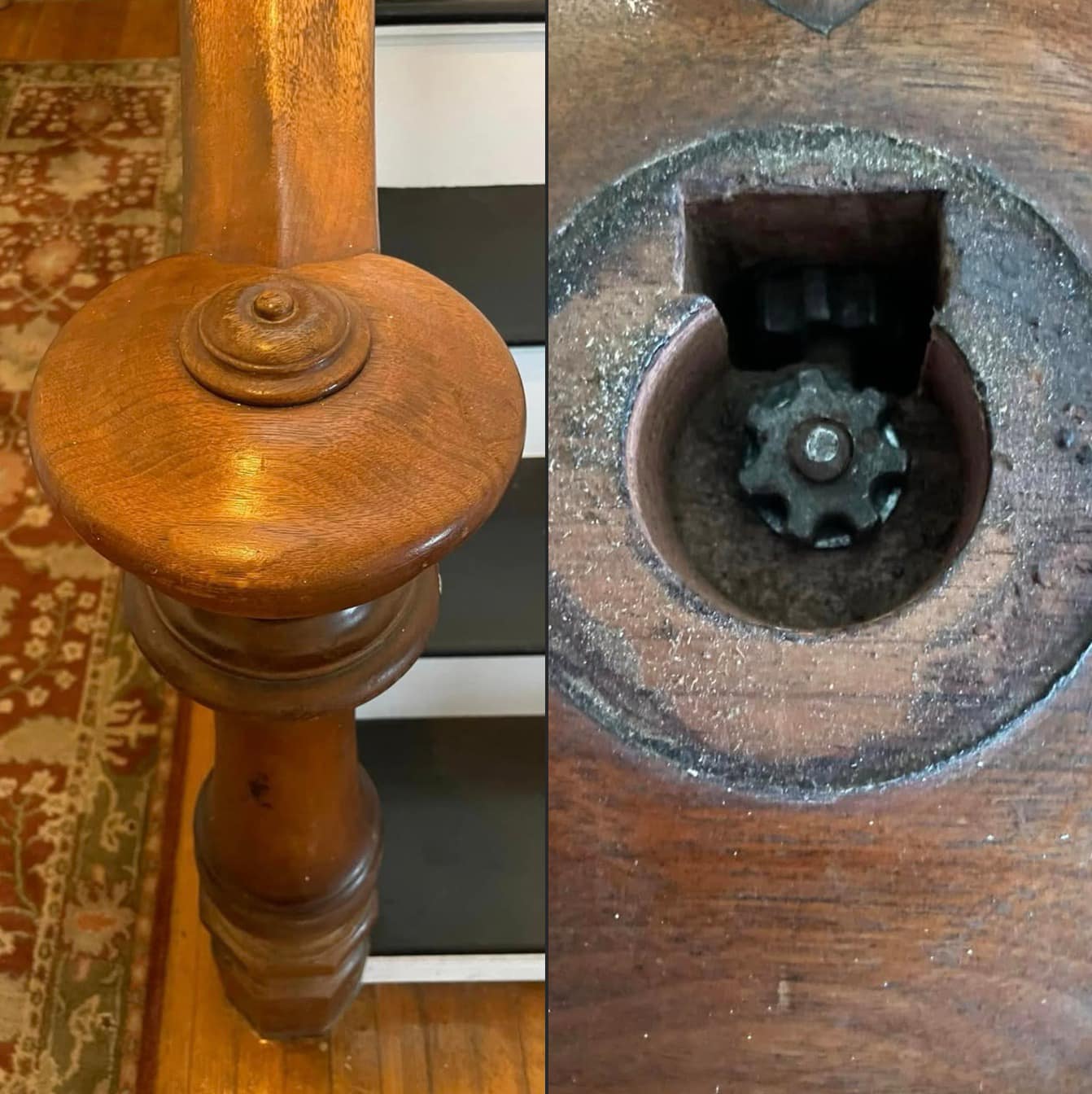 What Are These Gears Inside My 1866 Farmhouse Newel Post? A Surprising Discovery During Renovation