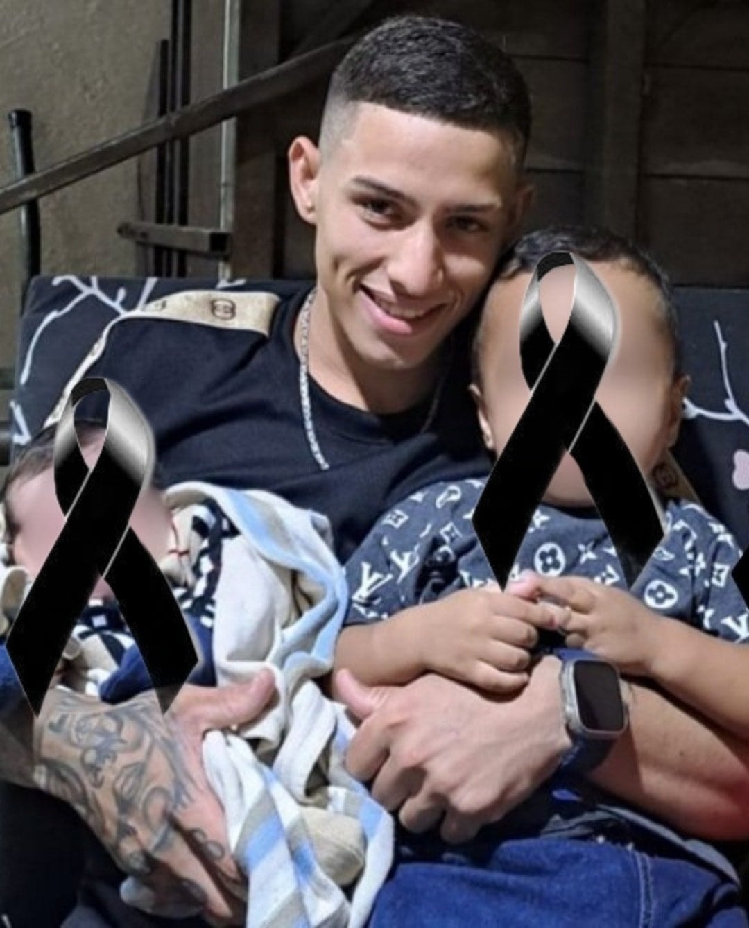 A 23 year old young man passed away with his children in his arms asking for..