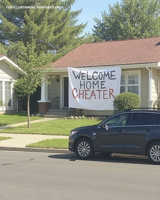 A Banner Reading ‘Welcome Home, Cheater!’ Hung Outside Our House — The Real Shock Was Who Put It There and Why